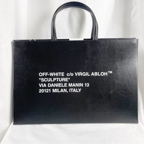 Off-White c/o Virgil Abloh Medium Binder Clip Leather Graphic Box Bag Black - Picture 3 of 14